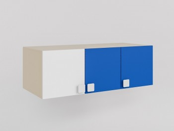 Антресоль на шкаф 3-х створчатый Скай люкс (Синий/Белый/корпус Клен) в Стрелке - strelka.mebel54.com | фото