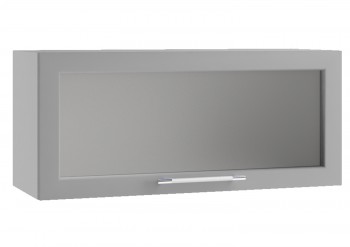 Барселона ШВГС 800 Шкаф верхний горизонтальный со стеклом (Голубой тик/корпус Белый) в Стрелке - strelka.mebel54.com | фото