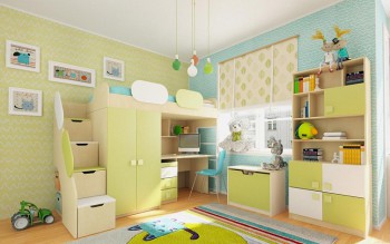 Детская комната Эппл (Зеленый/Белый/корпус Клен) в Стрелке - strelka.mebel54.com | фото