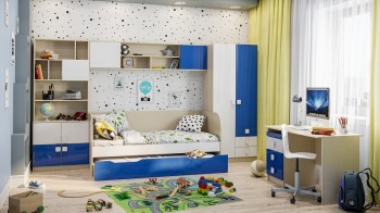 Детская комната Скай Люкс (Синий/Белый/корпус Клен) в Стрелке - strelka.mebel54.com | фото