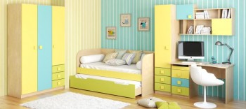 Диван-кровать Смайли (Желтый/Зеленый/корпус Клен) в Стрелке - strelka.mebel54.com | фото