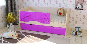 Друзья Кровать детская 2 ящика 1.6 Фиолетовый глянец в Стрелке - strelka.mebel54.com | фото