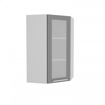 Гарда ВПУС 550 шкаф верхний угловой со стеклом высокий (Серый Эмалит/корпус Серый) в Стрелке - strelka.mebel54.com | фото