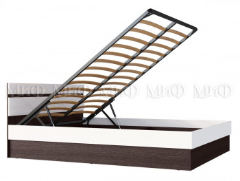 Ким кровать с подъемным механизмом 1,4 (Венге/белый глянец) в Стрелке - strelka.mebel54.com | фото