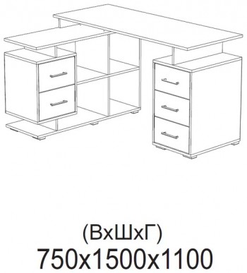 Компьютерный стол угловой СКМУ-3 белый в Стрелке - strelka.mebel54.com | фото