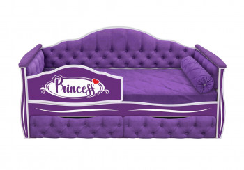 Кровать 160 серии Иллюзия 2 ящика 32 Фиолетовый (мягкие боковые накладки/подушка валик) в Стрелке - strelka.mebel54.com | фото