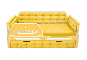 Кровать 160 серии Спорт 2 ящика 74 Жёлтый (мягкие боковые накладки) в Стрелке - strelka.mebel54.com | фото