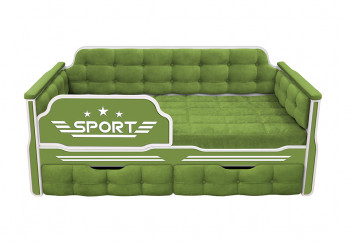 Кровать 160 серии Спорт 2 ящика 76 Зелёный (мягкие боковые накладки) в Стрелке - strelka.mebel54.com | фото