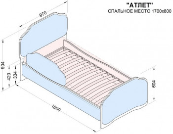 Кровать 170 Атлет 29 Синий (мягкий бортик) в Стрелке - strelka.mebel54.com | фото