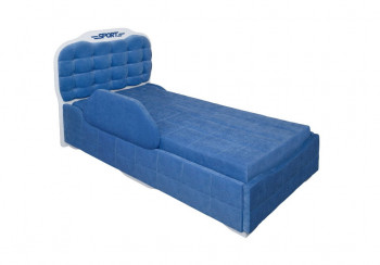 Кровать 190 Атлет Lux 29 Синий (мягкий бортик) в Стрелке - strelka.mebel54.com | фото