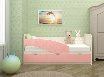 Кровать Бабочки 1,6м (Розовый металлик) в Стрелке - strelka.mebel54.com | фото