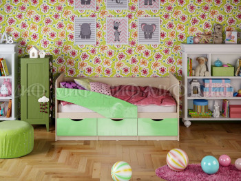 Кровать Бабочки 1,6м (Салатовый металлик) в Стрелке - strelka.mebel54.com | фото