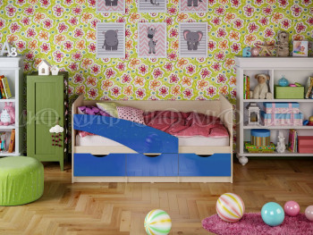 Кровать Бабочки 1,6м (Синий металлик) в Стрелке - strelka.mebel54.com | фото