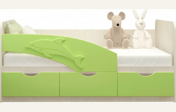 Кровать детская 1,6м Дельфин (Салатовый металлик) в Стрелке - strelka.mebel54.com | фото
