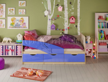 Кровать детская 1,6м Дельфин (Синий металлик) в Стрелке - strelka.mebel54.com | фото