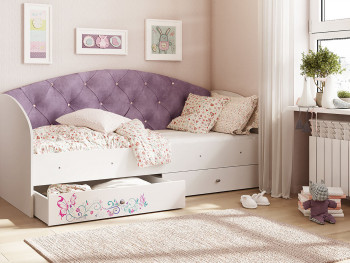Кровать детская Эльза Белый/Фиолетовый в Стрелке - strelka.mebel54.com | фото