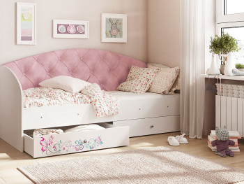 Кровать детская Эльза Белый/Розовый в Стрелке - strelka.mebel54.com | фото