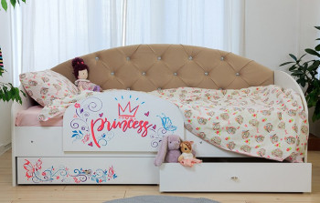 Кровать детская Эльза с бортиком Принцесса Белый/Бежевый в Стрелке - strelka.mebel54.com | фото