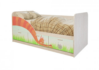 Кровать детская Минима Лего 1,86м с ящиками (дуб атланта/лиловый сад) в Стрелке - strelka.mebel54.com | фото