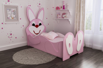 Кровать детская Зайка 1.6 Розовый/Белый в Стрелке - strelka.mebel54.com | фото