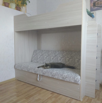 Кровать двухъярусная с диваном (Беленый дуб) в Стрелке - strelka.mebel54.com | фото