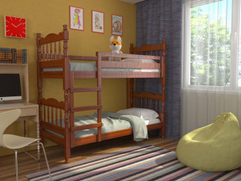 Кровать двухъярусная Соня из массива сосны 800*1890 Орех в Стрелке - strelka.mebel54.com | фото