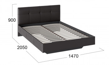 Кровать «Элис» c мягкой обивкой тип 1 Экокожа/Темно-коричневый/1400 в Стрелке - strelka.mebel54.com | фото