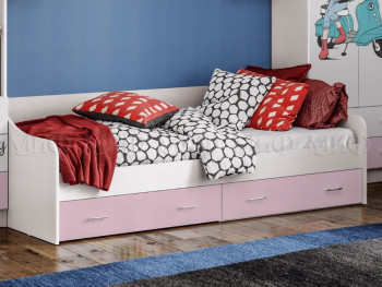 Кровать Fashion-1 Вега 0,9 м (Белый/Розовый) в Стрелке - strelka.mebel54.com | фото