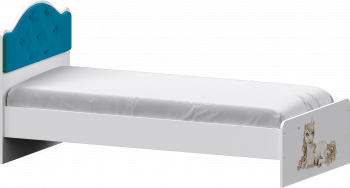 Кровать Каспер с мягкой спинкой и фотопечатью (800х1900)  Белый/Бирюза в Стрелке - strelka.mebel54.com | фото
