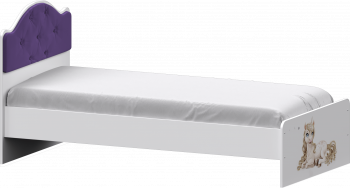 Кровать Каспер с мягкой спинкой и фотопечатью (800х1900)Белый/Фиолетовый в Стрелке - strelka.mebel54.com | фото