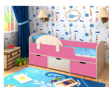 Кровать Малыш-мини Дуб молочный/Розовый в Стрелке - strelka.mebel54.com | фото