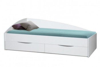 Кровать одинарная "Фея - 3" (асимметричная) (2000х900) New/(белый / белый / ДВПО белый) в Стрелке - strelka.mebel54.com | фото