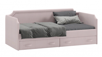 Кровать с мягкой обивкой и ящиками «Кантри» Тип 1 (900) (Велюр пудровый) в Стрелке - strelka.mebel54.com | фото
