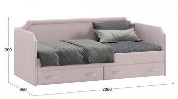 Кровать с мягкой обивкой и ящиками «Кантри» Тип 1 (900) (Велюр пудровый) в Стрелке - strelka.mebel54.com | фото