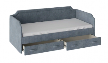 Кровать с мягкой обивкой и ящиками «Кантри» Тип 1 (900) (Замша синяя) в Стрелке - strelka.mebel54.com | фото