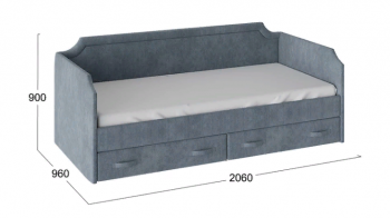 Кровать с мягкой обивкой и ящиками «Кантри» Тип 1 (900) (Замша синяя) в Стрелке - strelka.mebel54.com | фото