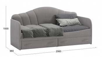 Кровать с мягкой спинкой и ящиками «Сабрина» 900 Светло-серый в Стрелке - strelka.mebel54.com | фото
