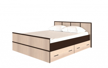 Кровать Сакура с настилом и ящиками 1,4 (Венге/Лоредо) в Стрелке - strelka.mebel54.com | фото