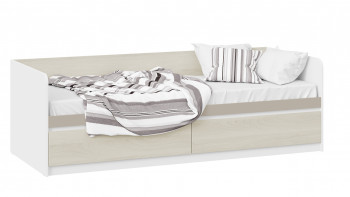 Кровать «Сканди» с 2 ящиками Дуб Гарден/Белый/Глиняный серый в Стрелке - strelka.mebel54.com | фото