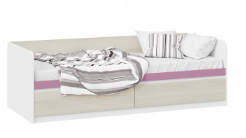 Кровать «Сканди» с 2 ящиками Дуб Гарден/Белый/Лиловый в Стрелке - strelka.mebel54.com | фото