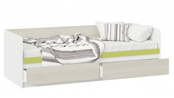 Кровать «Сканди» с 2 ящиками Дуб Гарден/Белый/Зеленый в Стрелке - strelka.mebel54.com | фото