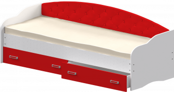 Кровать Софа-7 с мягкой спинкой (800х1900) Белый/Красный в Стрелке - strelka.mebel54.com | фото