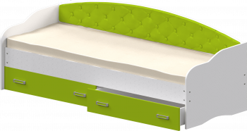 Кровать Софа-7 с мягкой спинкой (800х1900) Белый/Лайм в Стрелке - strelka.mebel54.com | фото