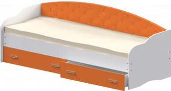 Кровать Софа-7 с мягкой спинкой (800х1900) Белый/Оранжевый в Стрелке - strelka.mebel54.com | фото
