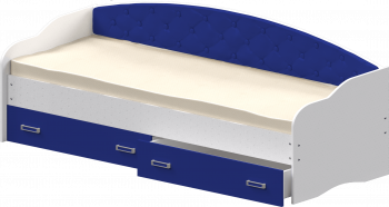 Кровать Софа-7 с мягкой спинкой (800х1900) Белый/Синий в Стрелке - strelka.mebel54.com | фото