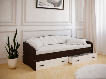 Кровать Софа-7 с мягкой спинкой (800х1900) Венге/ Белый в Стрелке - strelka.mebel54.com | фото