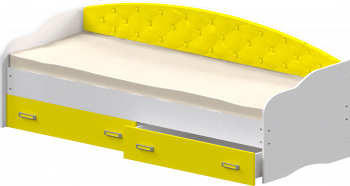 Кровать Софа-7 с мягкой спинкой (800х2000) Белый/Желтый в Стрелке - strelka.mebel54.com | фото