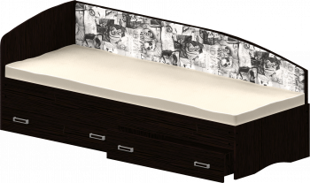Кровать Софа-9 с мягкой спинкой с рисунком Милана (900х1900) Венге в Стрелке - strelka.mebel54.com | фото