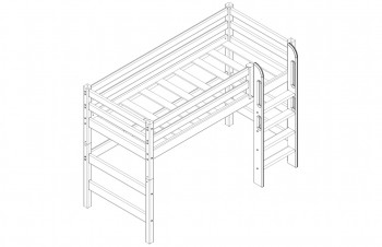 Кровать Соня вариант 5 полувысокая с прямой лестницей белый полупрозрачный в Стрелке - strelka.mebel54.com | фото