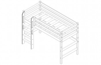 Кровать Соня вариант 5 полувысокая с прямой лестницей белый полупрозрачный в Стрелке - strelka.mebel54.com | фото